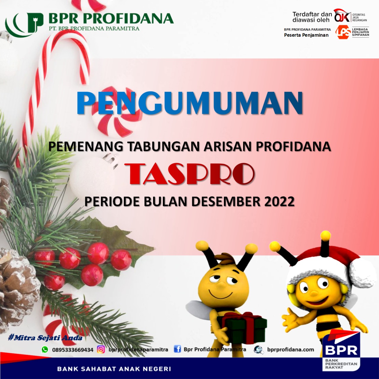 PEMENANG TABUNGAN TASPRO PERIODE DESEMBER 2022